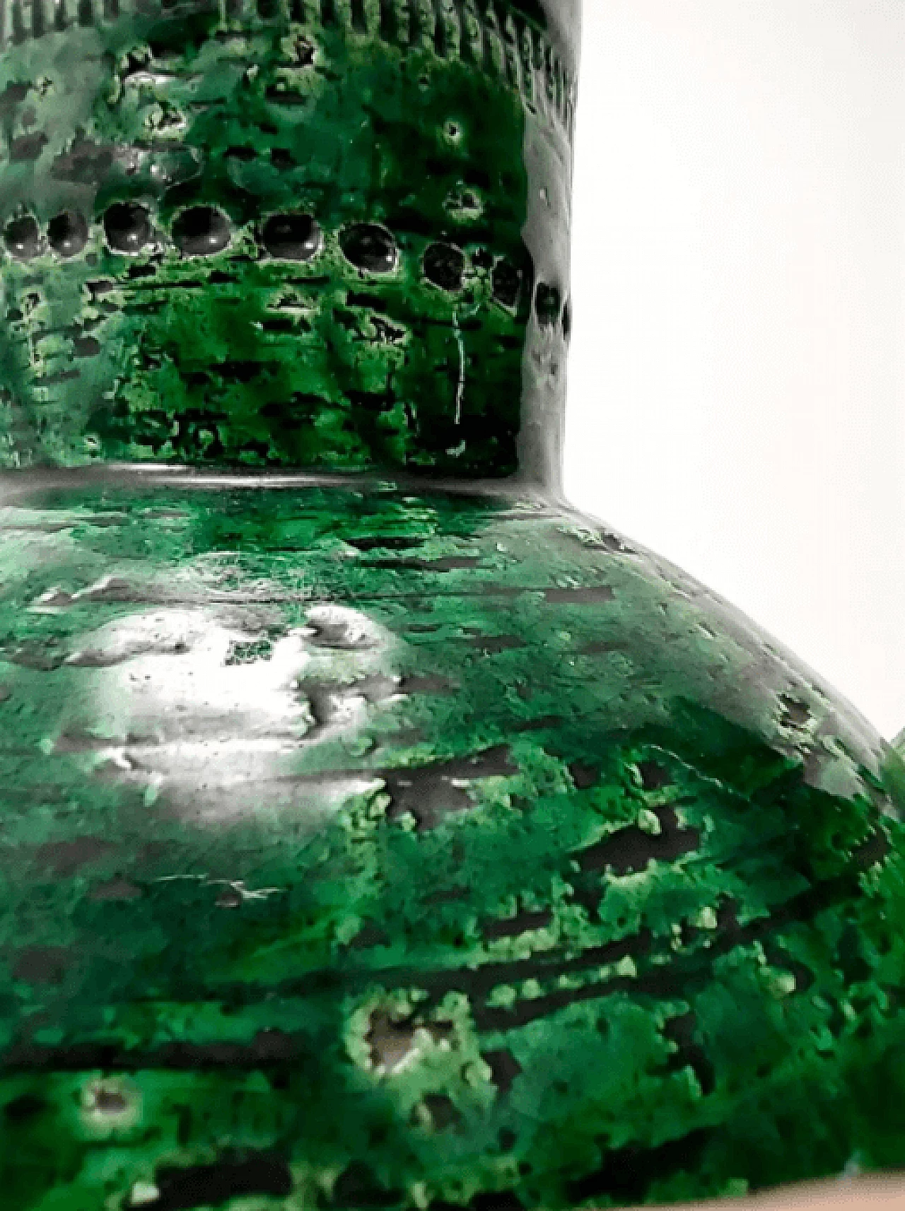 Green lacquered ceramic vase by Aldo Londi for Bitossi, 1970s 10