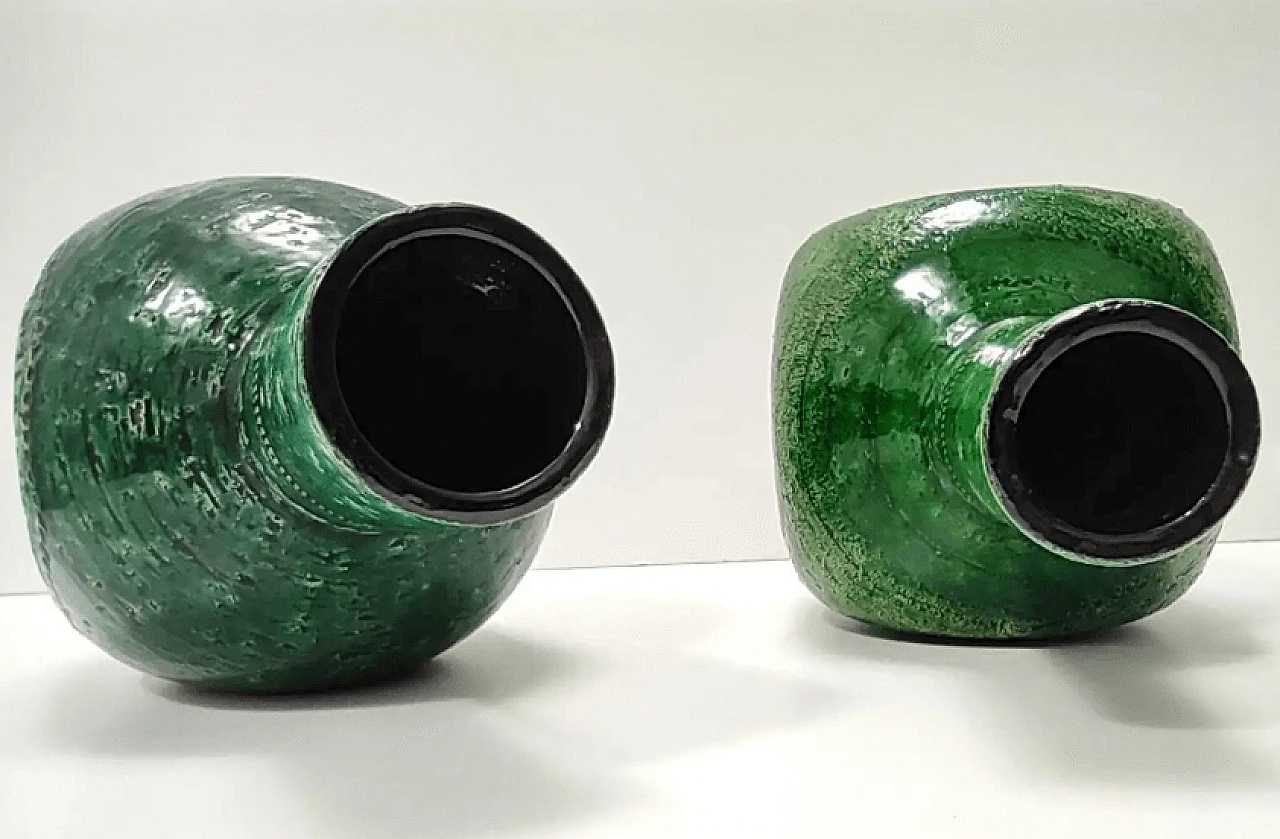 Green lacquered ceramic vase by Aldo Londi for Bitossi, 1970s 11