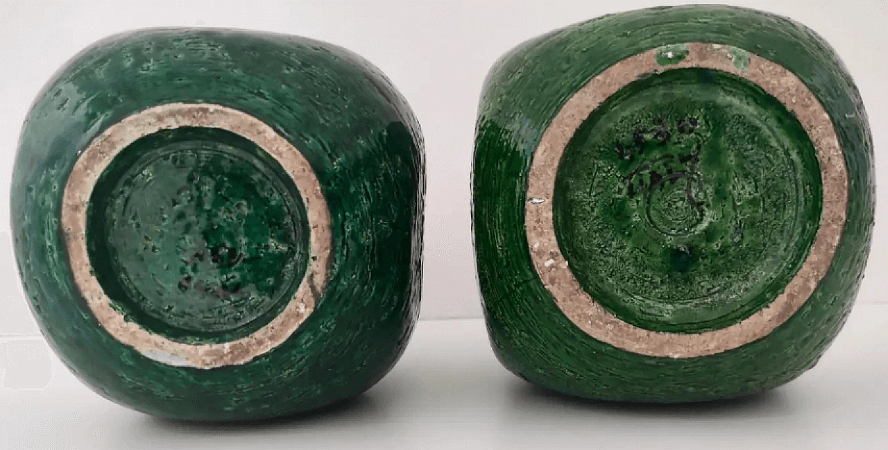 Vaso in ceramica laccata verde di Aldo Londi per Bitossi, anni '70 12
