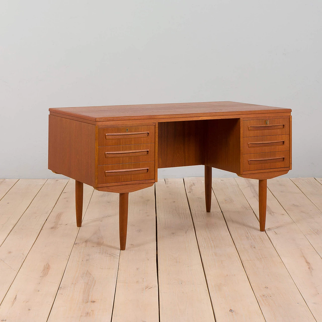 Teak desk with back cabinet by J. Svenstrup for A.P. Furniture, 1960s 1
