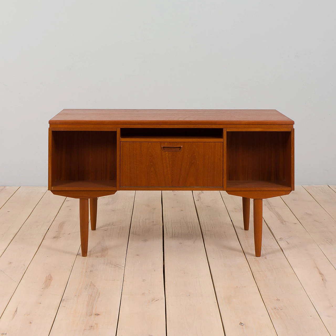 Teak desk with back cabinet by J. Svenstrup for A.P. Furniture, 1960s 8