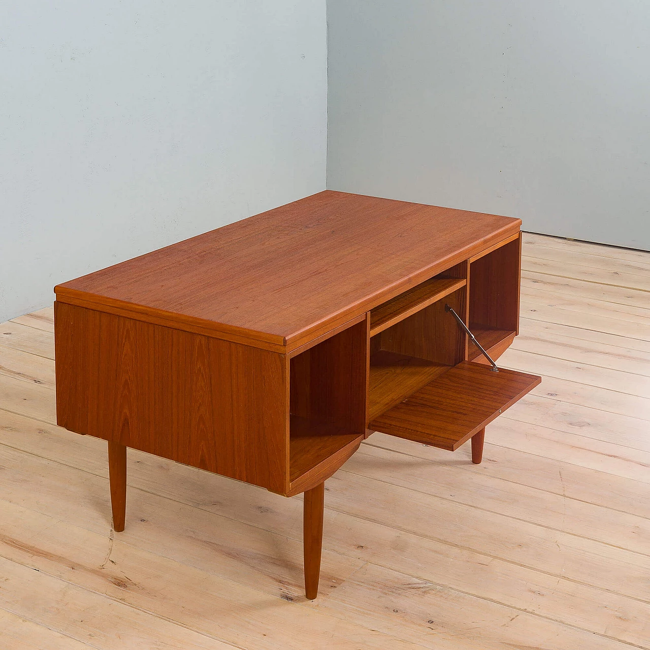 Teak desk with back cabinet by J. Svenstrup for A.P. Furniture, 1960s 11