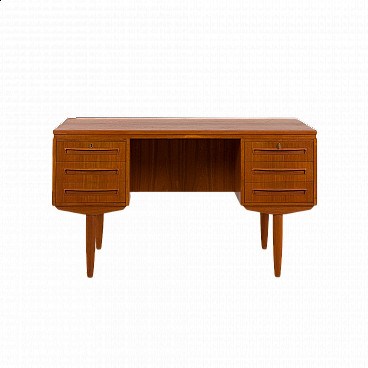 Teak desk with back cabinet by J. Svenstrup for A.P. Furniture, 1960s