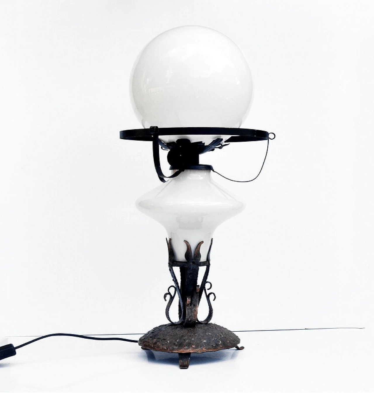 Paraffin table lamp in copper and glass, 1960s 1