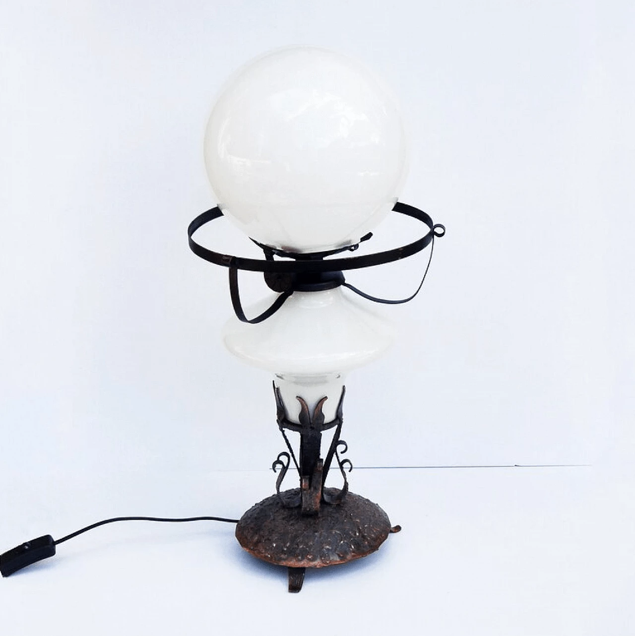 Paraffin table lamp in copper and glass, 1960s 3