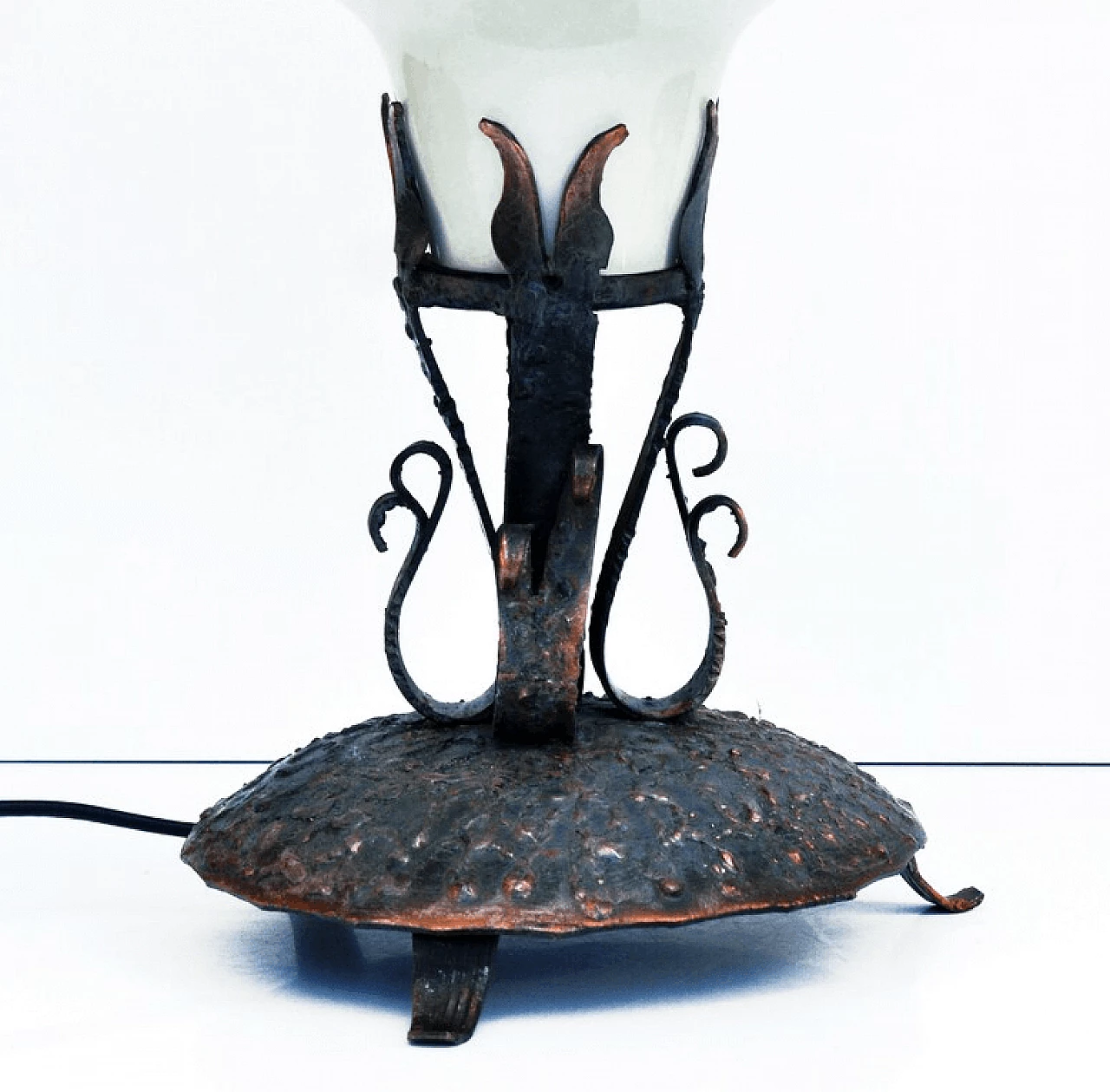 Paraffin table lamp in copper and glass, 1960s 4