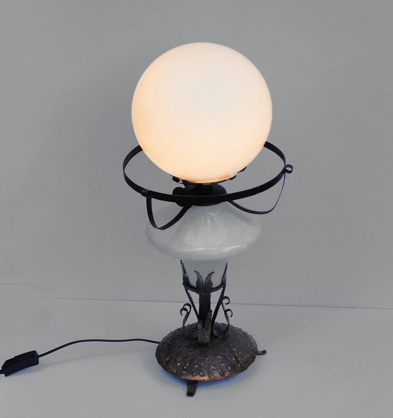 Paraffin table lamp in copper and glass, 1960s 9