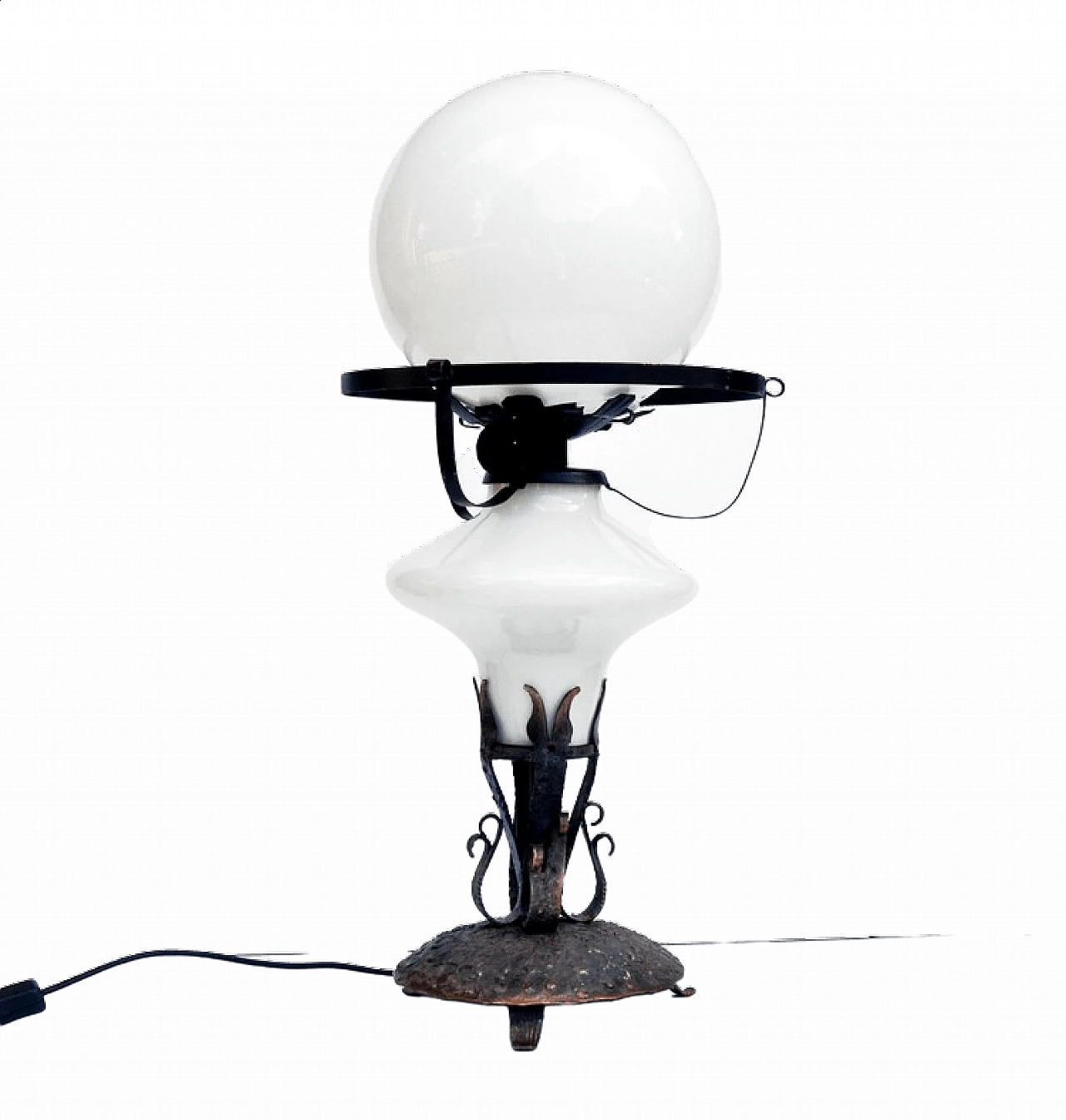 Paraffin table lamp in copper and glass, 1960s 11