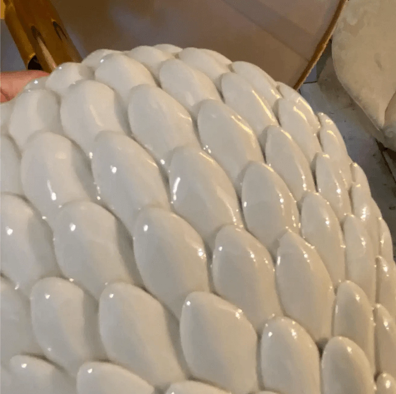 Brass and porcelain table lamp attributed to Tommaso Barbi, 1980s 13