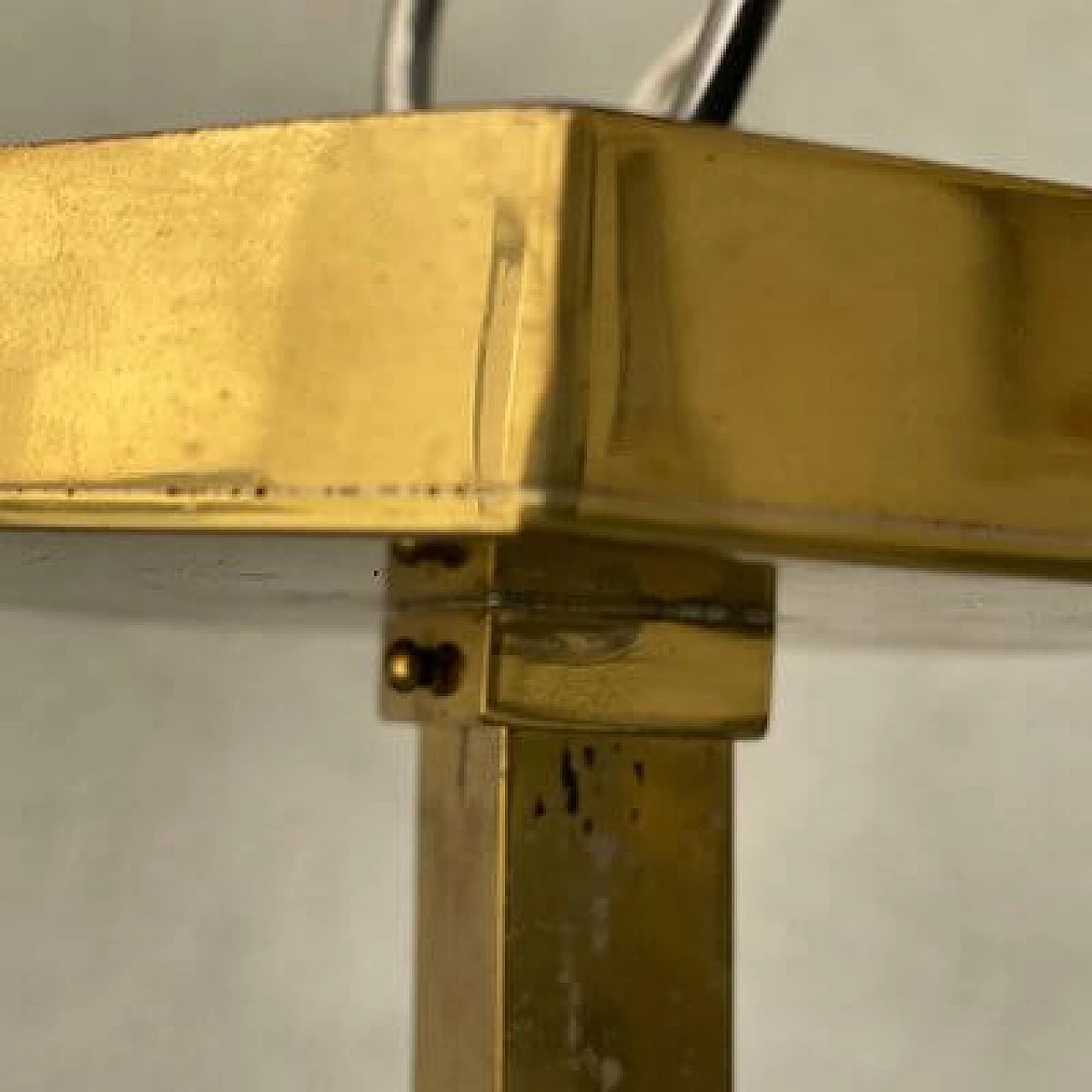 Brass and fabric pendant lamp, 1960s 6