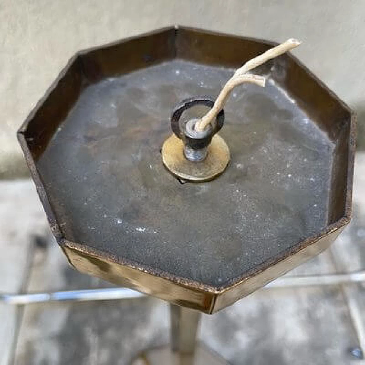 Brass and fabric pendant lamp, 1960s 7