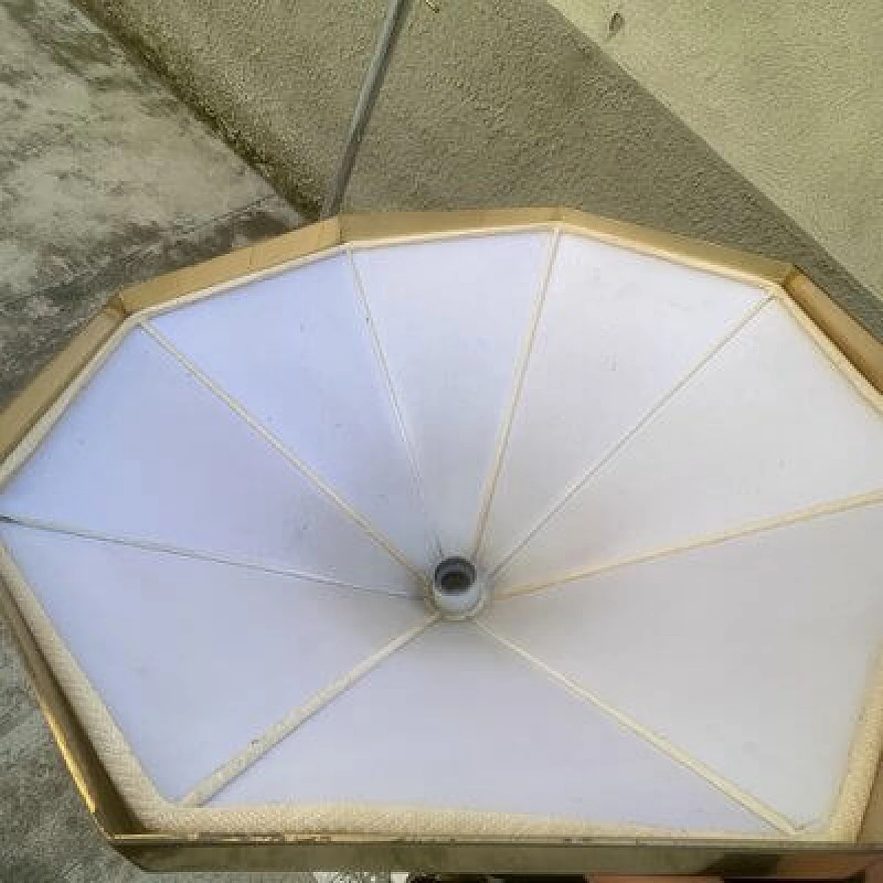 Brass and fabric pendant lamp, 1960s 9