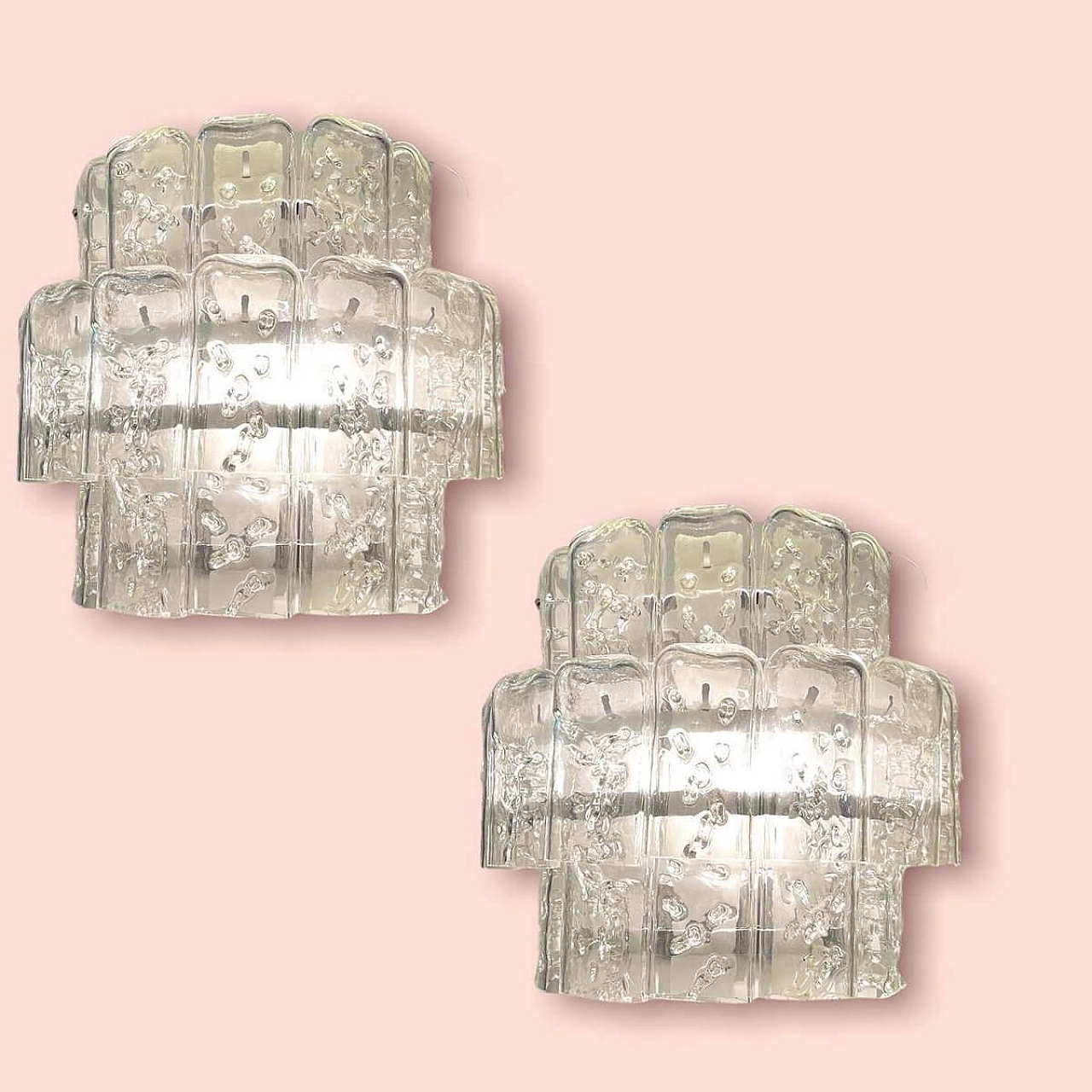 Pair of Murano glass wall lights attributed to Toni Zuccheri, 1970s 2