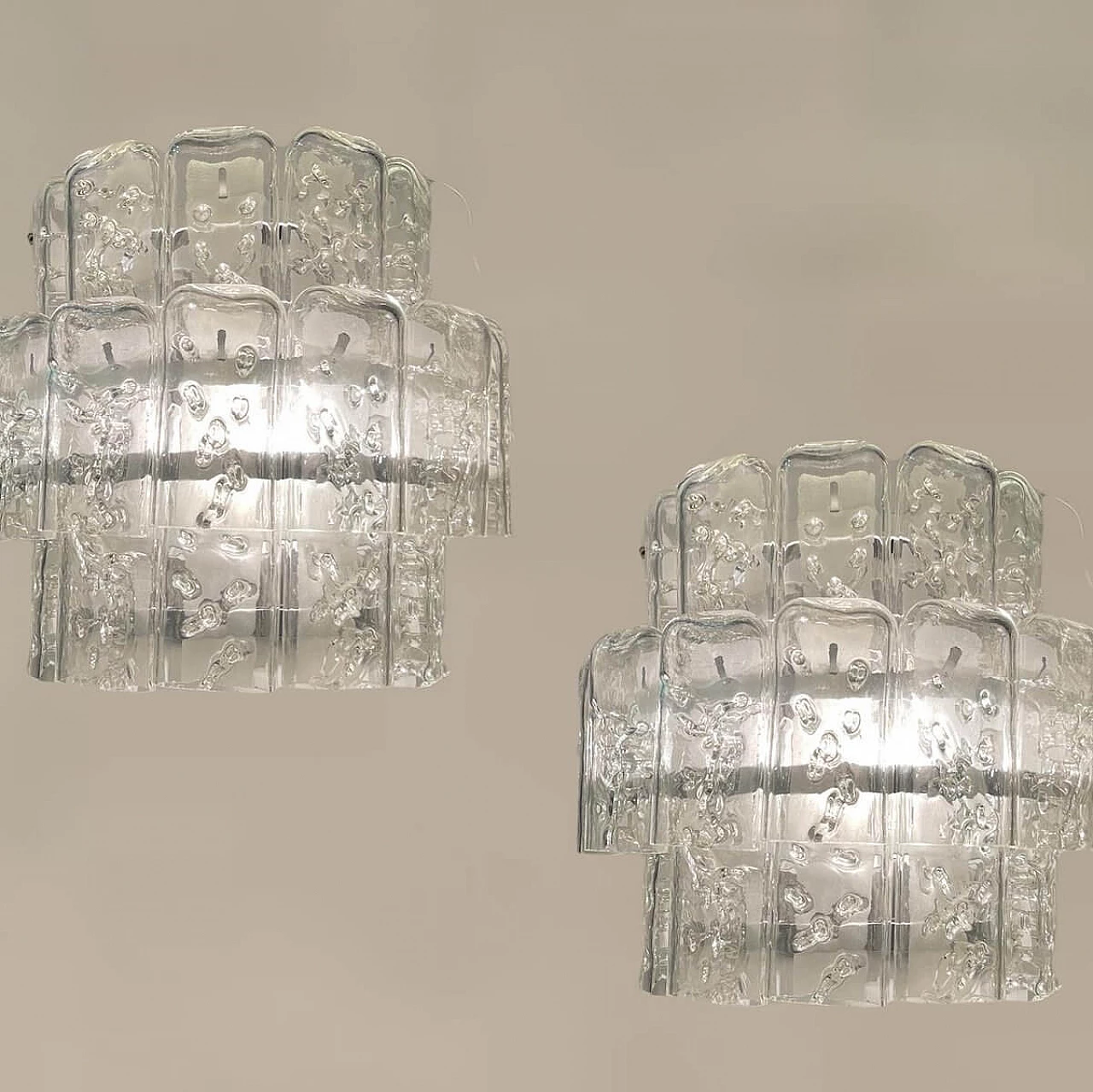 Pair of Murano glass wall lights attributed to Toni Zuccheri, 1970s 9