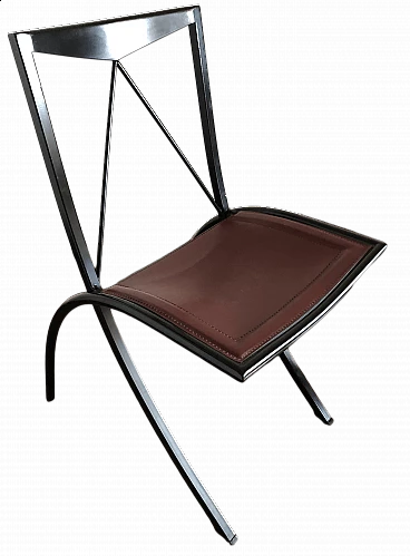 8 Bordeaux folding chairs with leather seat, 1980s
