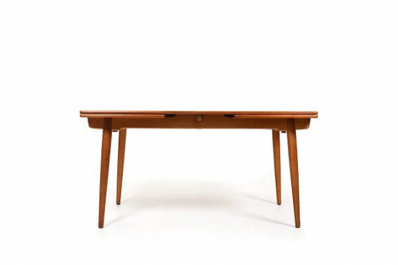 Teak and oak dining table by Hans J. Wegner for Andreas Tuck, 1950s 2