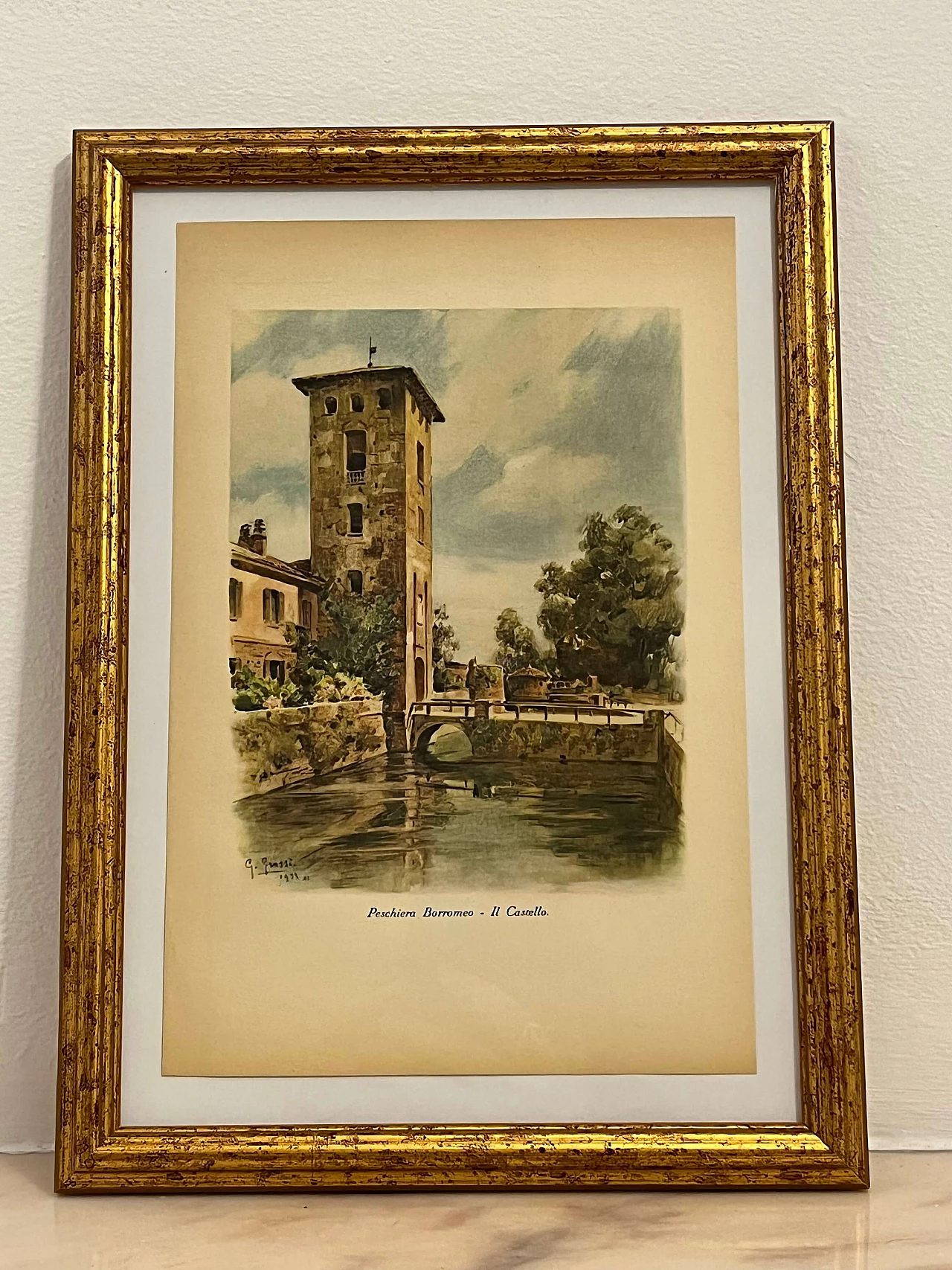 Colour print Castello Borromeo di Peschiera by Grossi, 1930s 1
