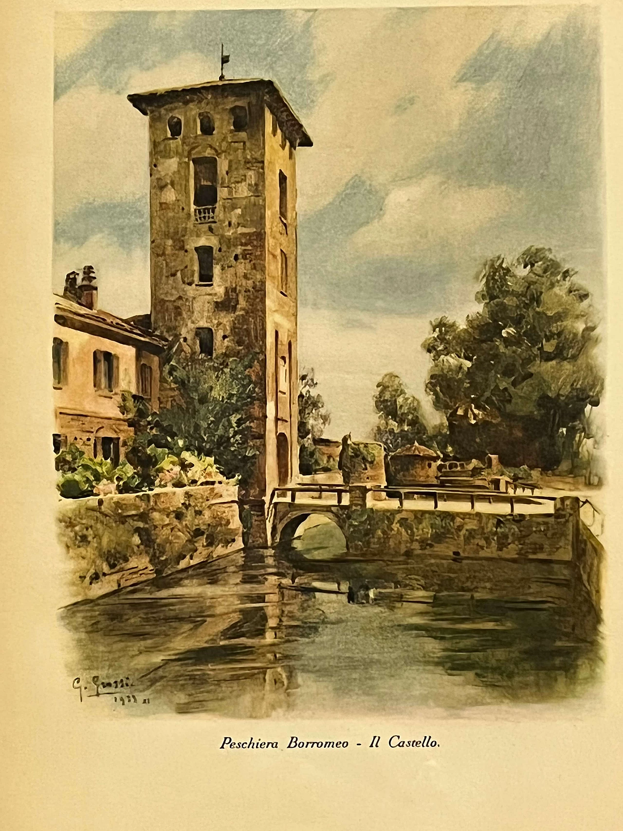 Colour print Castello Borromeo di Peschiera by Grossi, 1930s 2