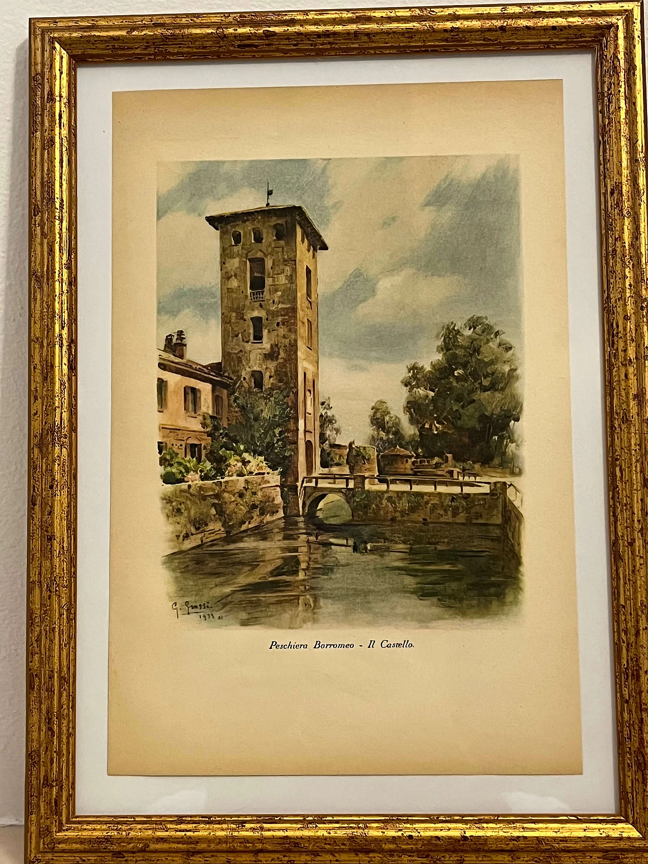 Colour print Castello Borromeo di Peschiera by Grossi, 1930s 4