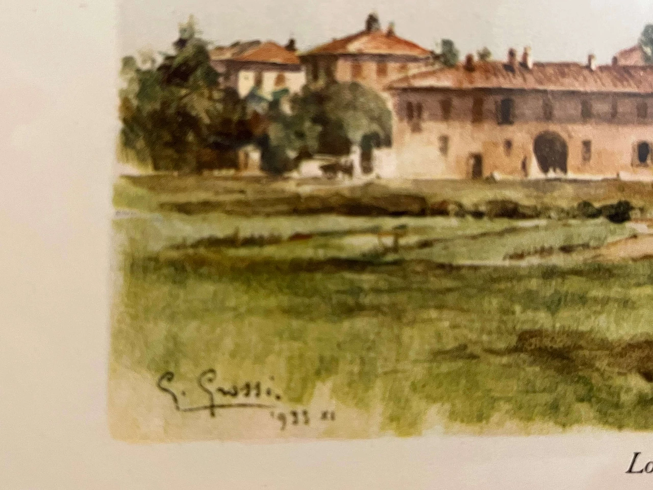 Stampa a colori Torre del castello di Lodi di Giannino Grossi, anni '30 3