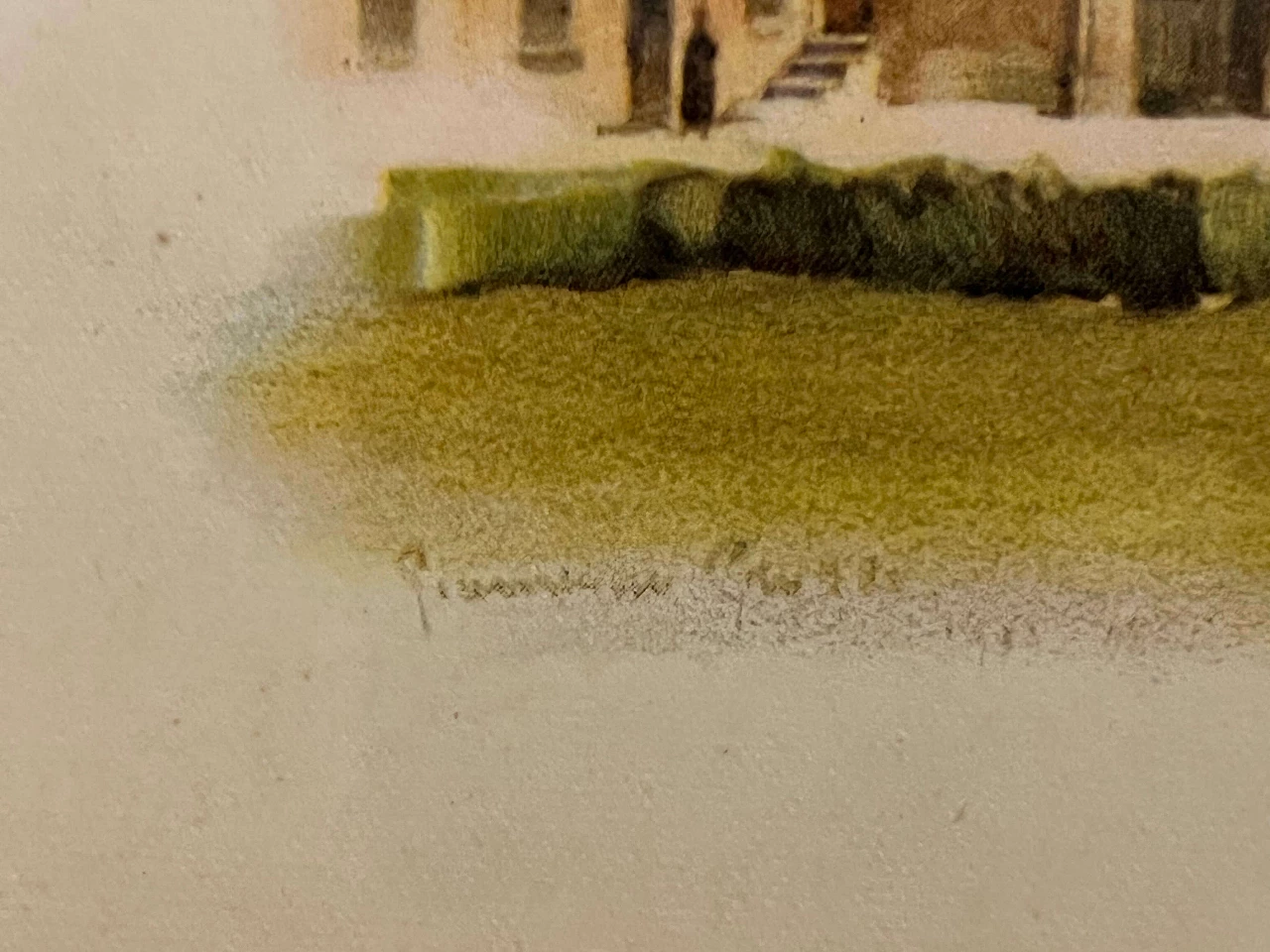 Colour print Viboldone Abbey by Giannino Grossi, 1930s 5