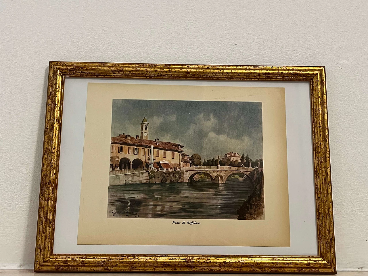 Giannino Grossi, Ponte di Boffalora Sopra Ticino, stampa a colori, 1932 1