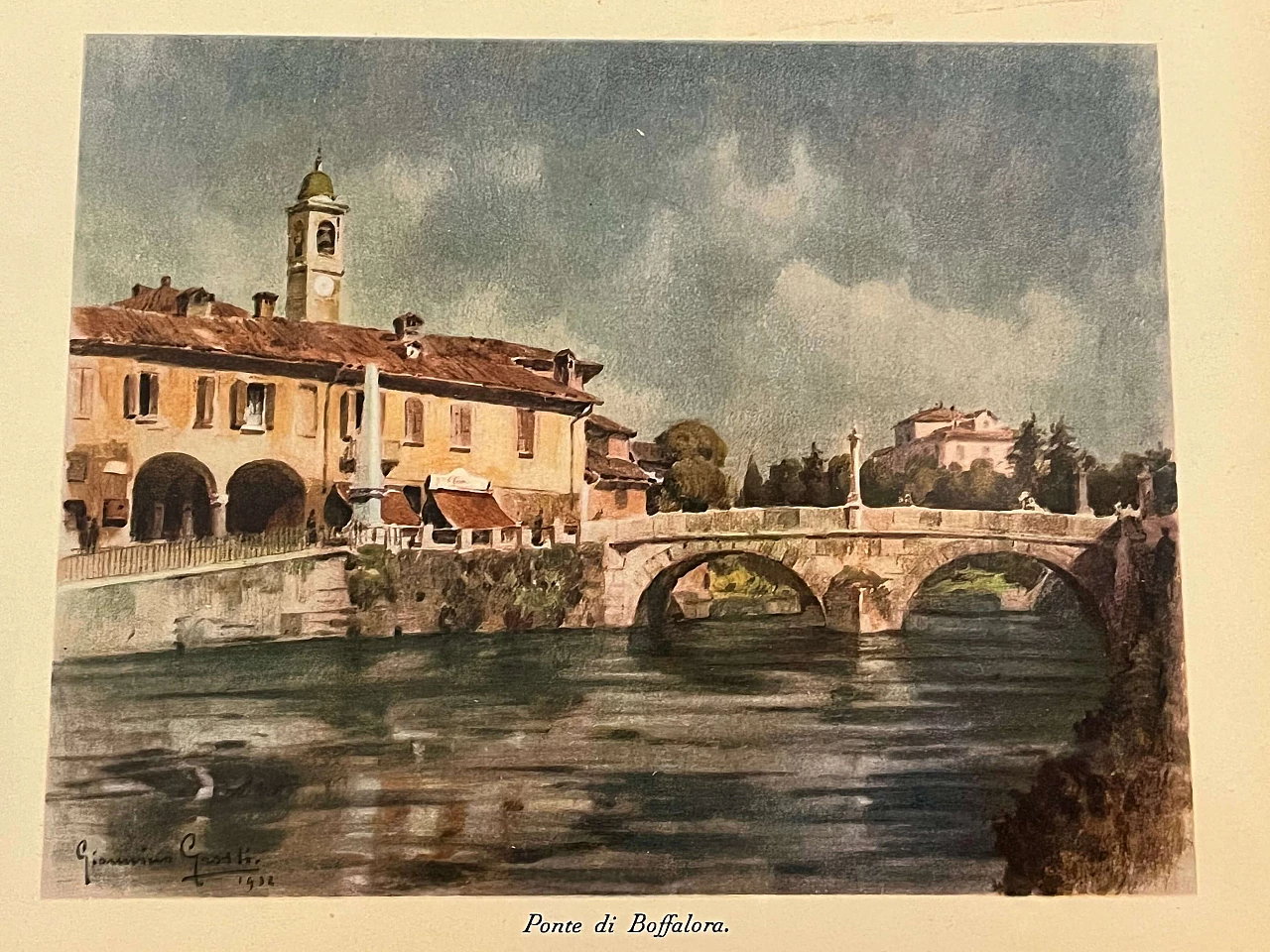 Giannino Grossi, Ponte di Boffalora Sopra Ticino, stampa a colori, 1932 3