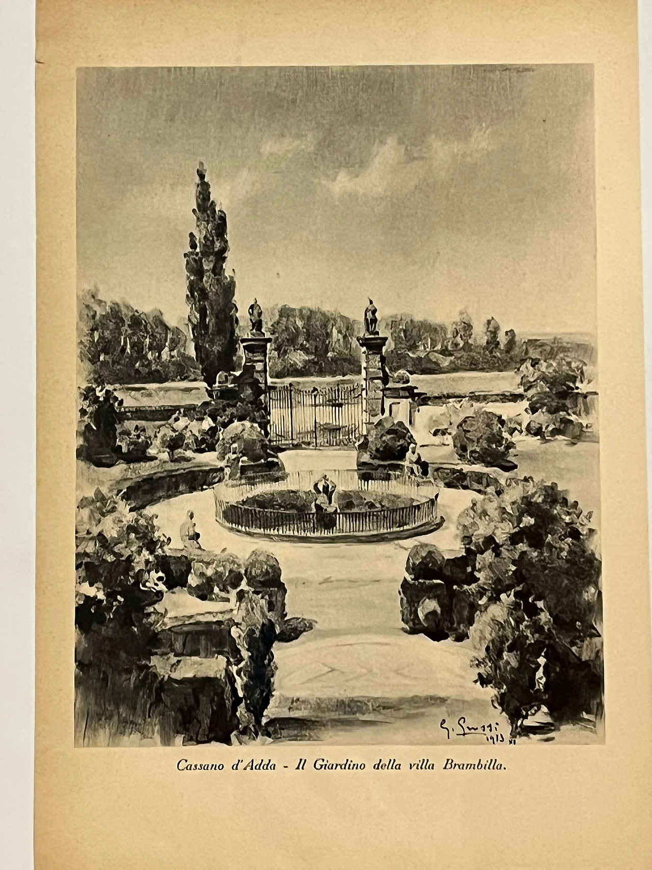 Stampa Giardini di Villa Brambilla a Cassano d’Adda di Giannino Grossi, anni '30 2