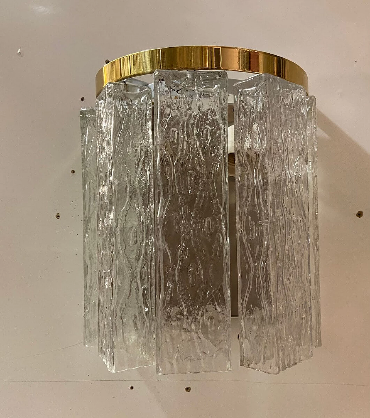 Pair of Murano glass and brass wall sconces, 1960s 1