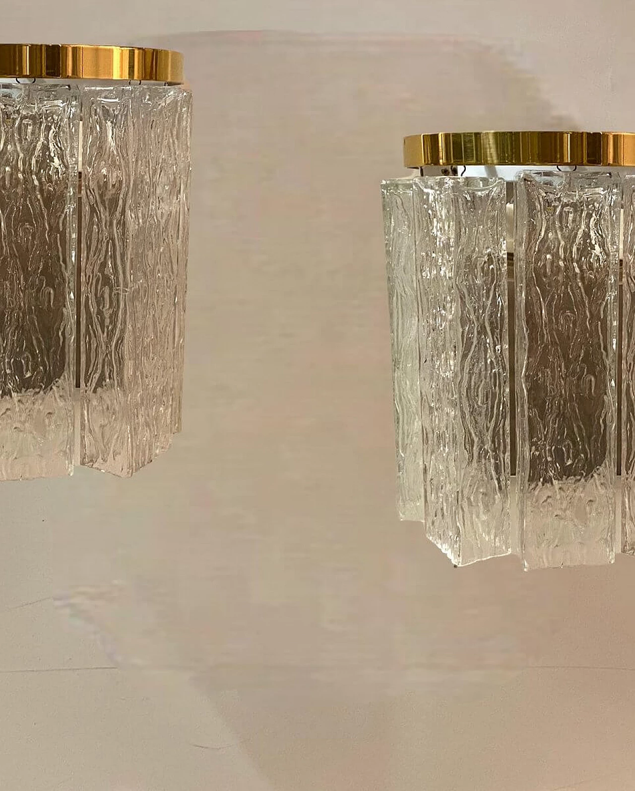 Pair of Murano glass and brass wall sconces, 1960s 4