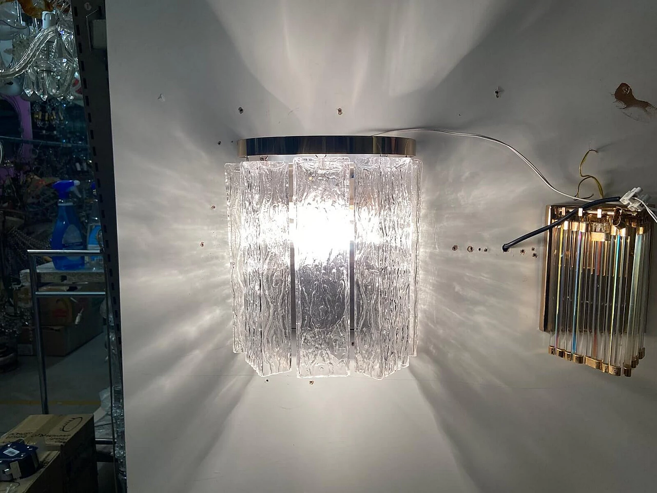 Pair of Murano glass and brass wall sconces, 1960s 6