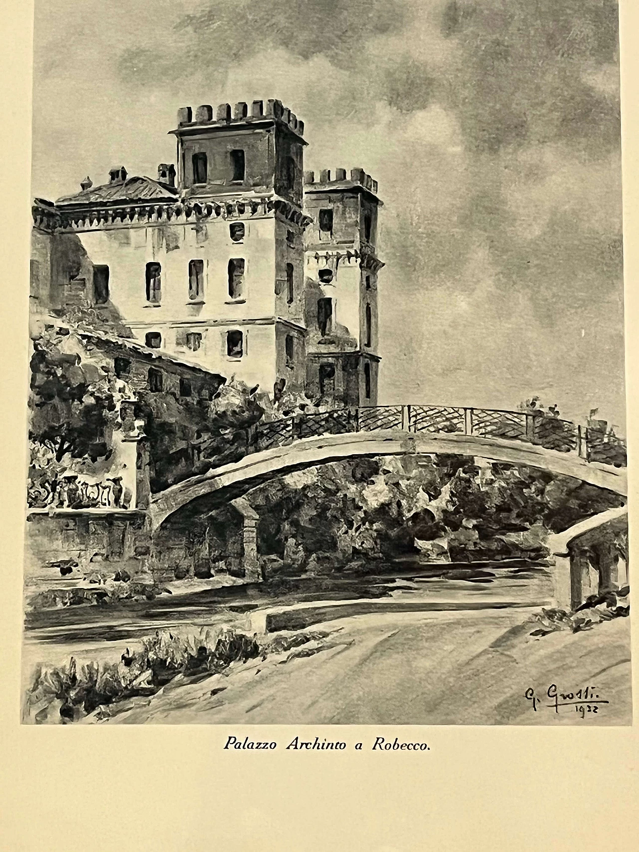 Giannino Grossi, Palazzo Archinto a Robecco sul Naviglio, stampa, 1932 1