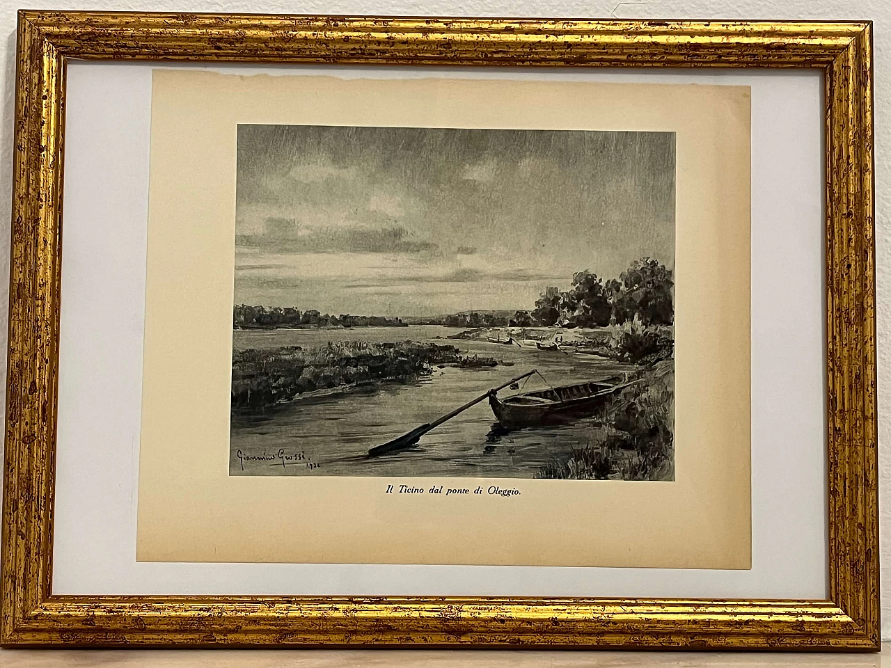 Giannino Grossi, Il Ticino dal ponte di Oleggio, stampa, 1932 1