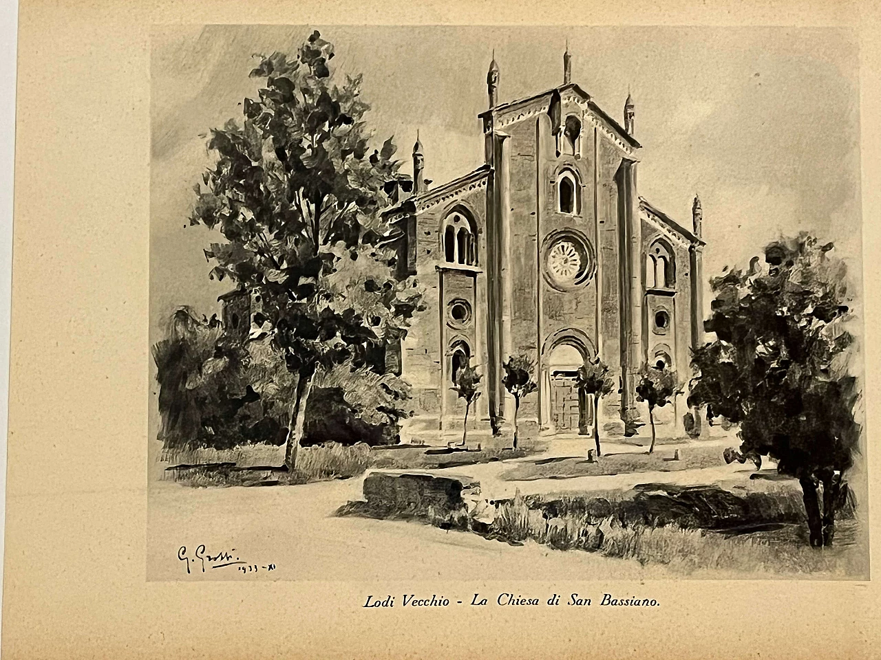 Stampa di Giannino Grossi, Basilica di San Bassiano a Lodi Vecchio, 1933 3