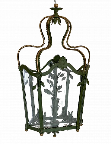 Wrought iron wall lantern, 1940s