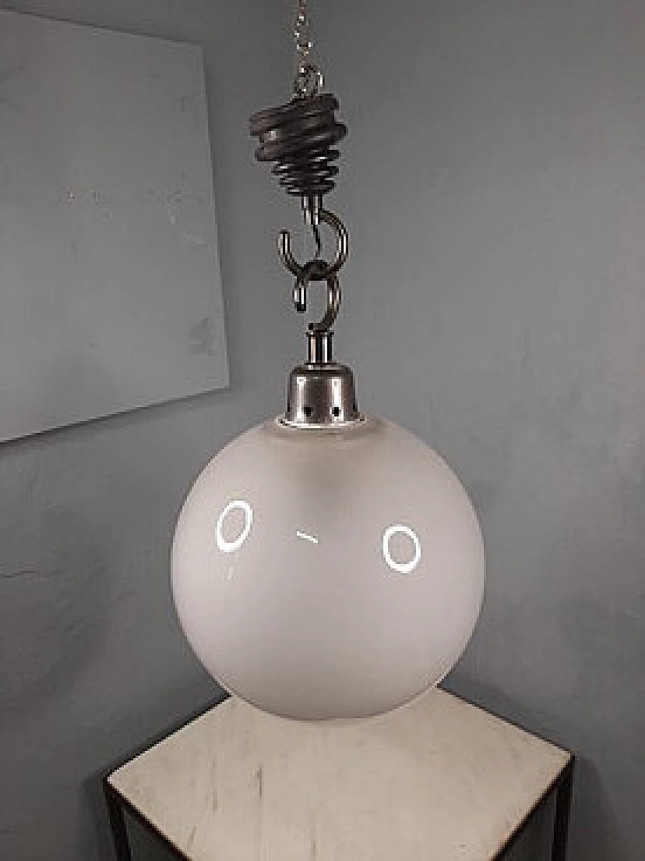 Boccia LS10 pendant lamp with small clear glass sphere by Luigi Caccia Dominioni for Azucena, 1970s 6