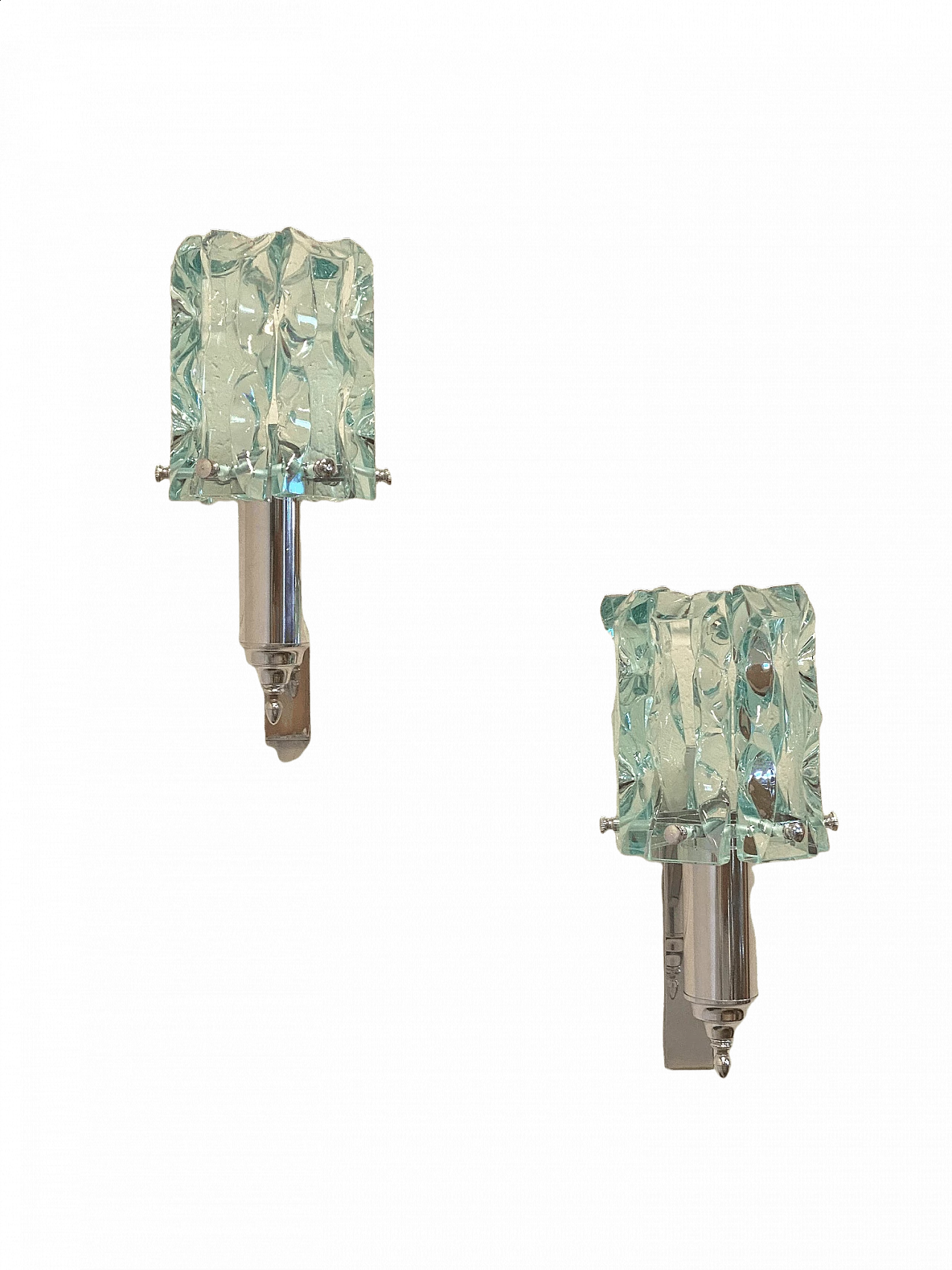 Pair of Cristal Art glass appliques, 1970s 18