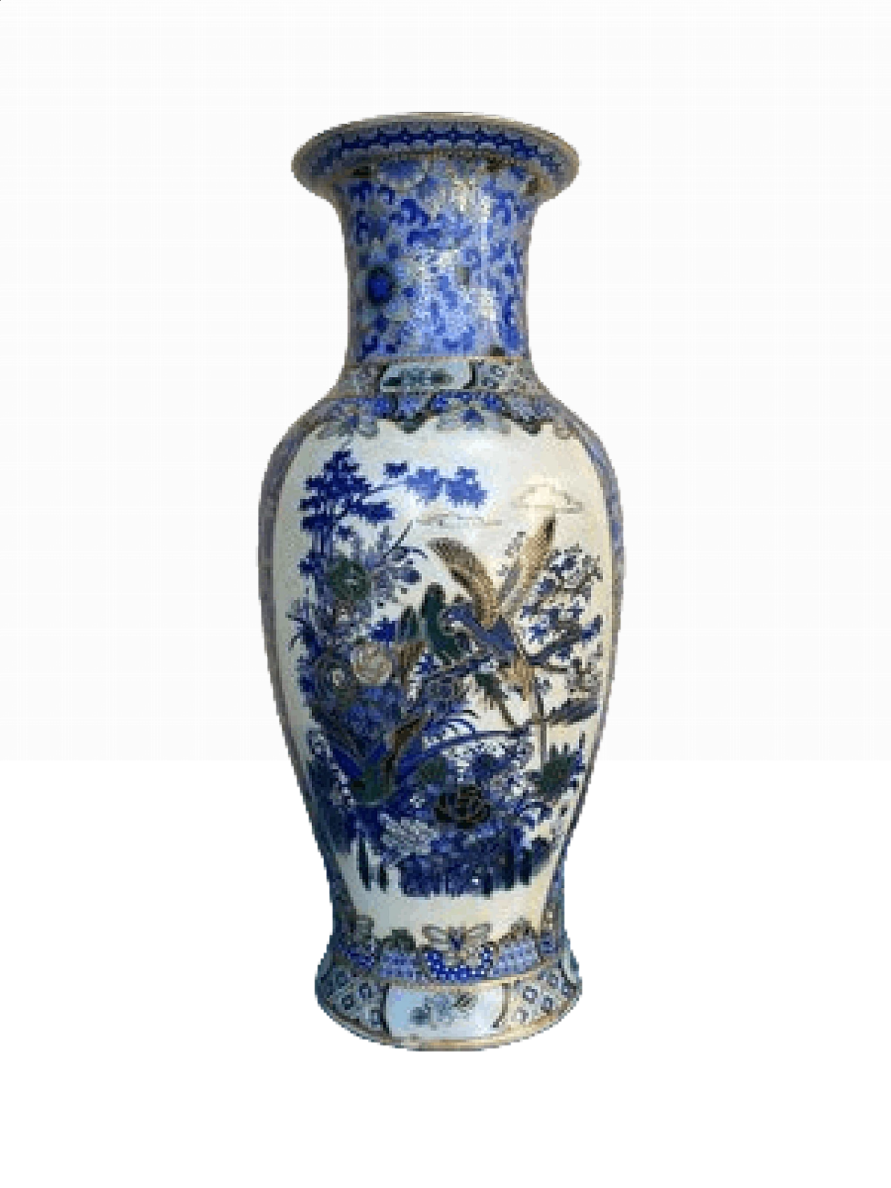 Vaso in porcellana azzurra cinese, primo '900 5