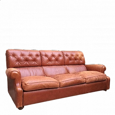 Cognac leather sofa, 1960s