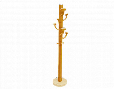 Coat stand by Ettore Sottsass in wood and travertine, 1970s