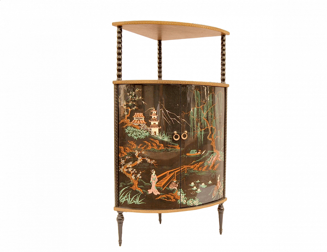 Japanese-decorated wooden corner cabinet, 20th century 9