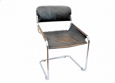 Steel and leather chair, 1970s