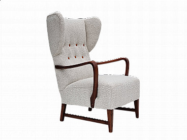 High-backed armchair upholstered in fabric, 1950s