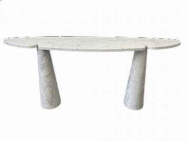 Eros console table by Angelo Mangiarotti for Skipper in Carrara marble, 1970s