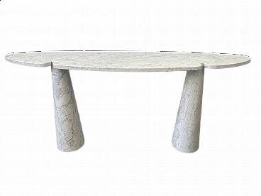 Eros console table by Angelo Mangiarotti for Skipper in Carrara marble, 1970s