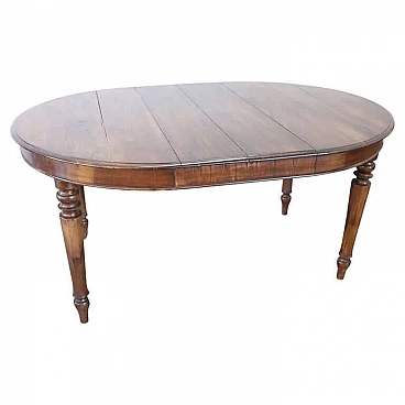 Oval dining table in solid walnut, 19th century