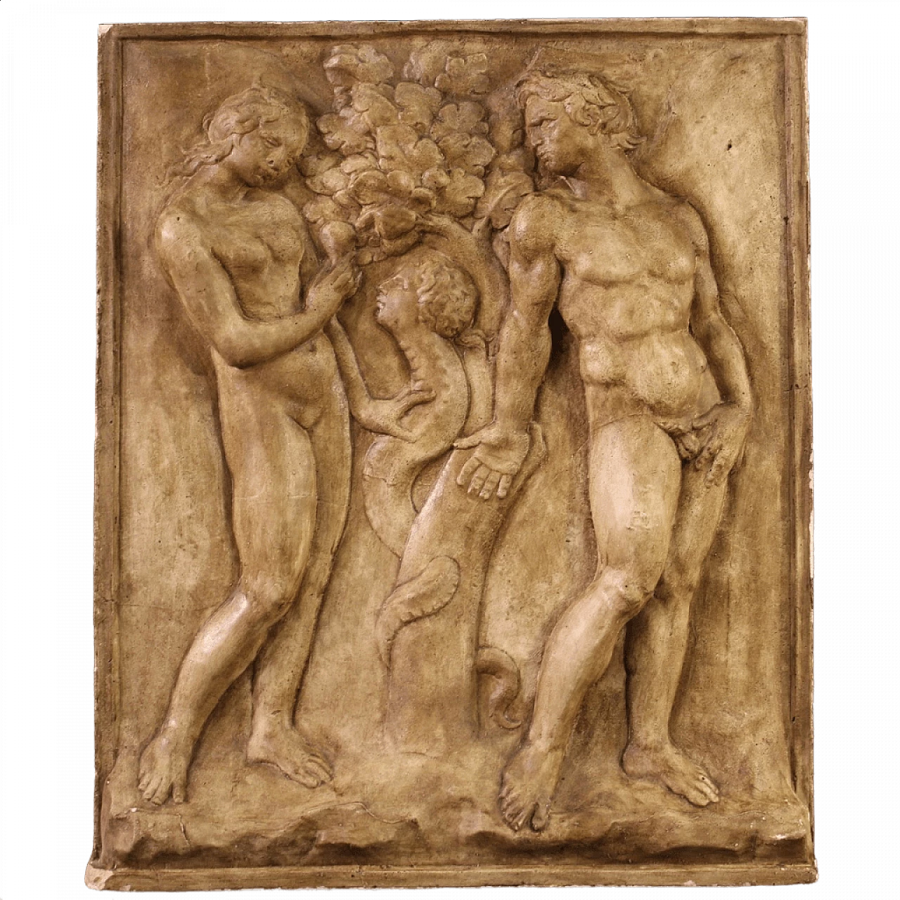 Bassorilievo in gesso Adamo ed Eva e il peccato originale, '900 13