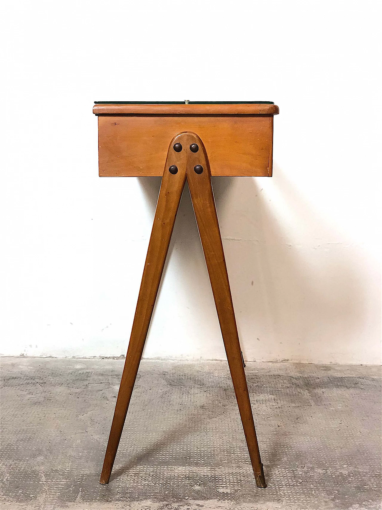 Beech and cherry console table, 1950s 10