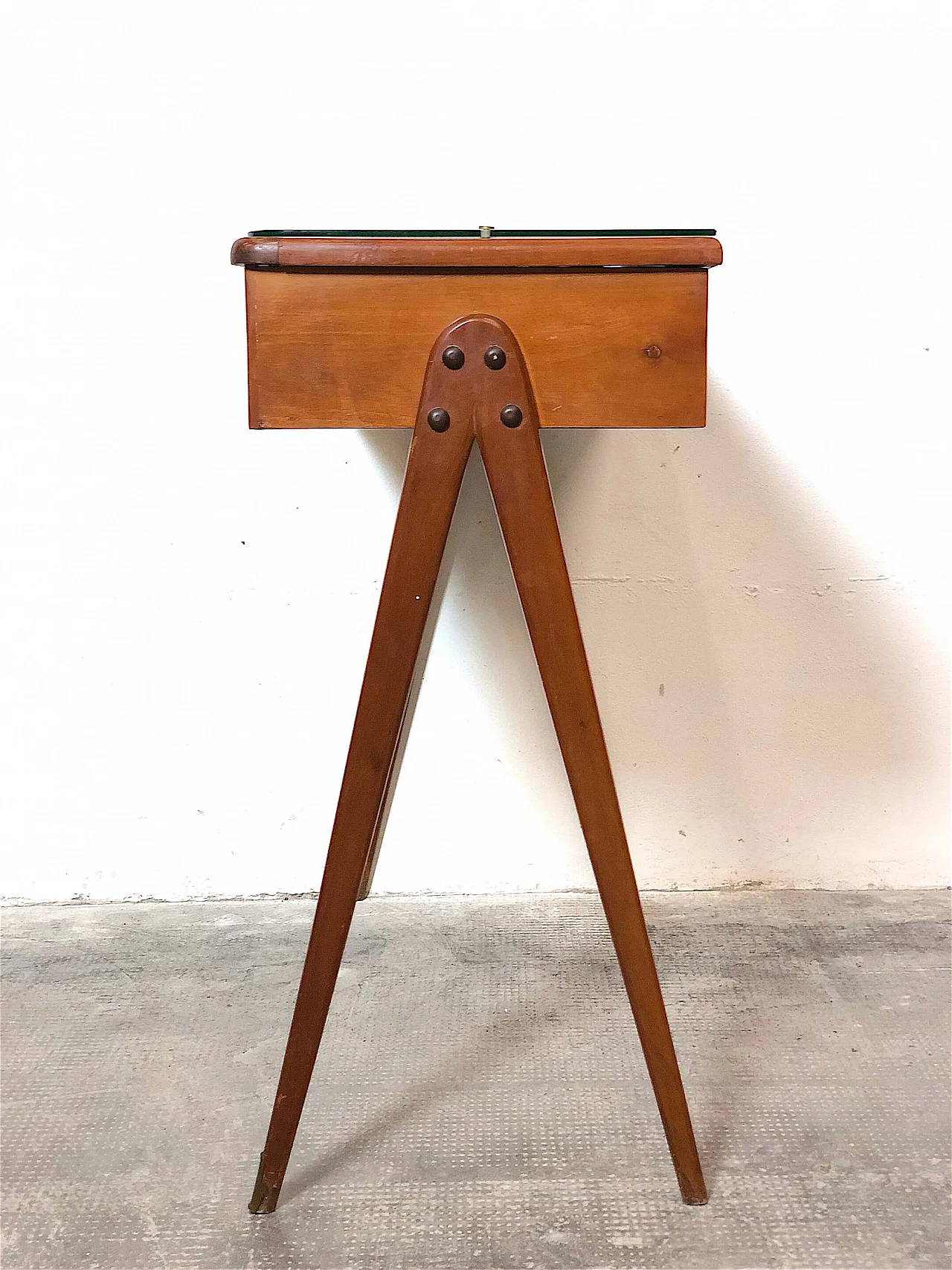 Beech and cherry console table, 1950s 14