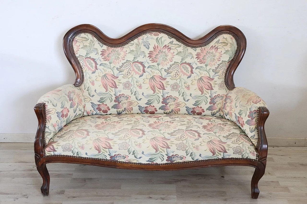 Walnut sofa and armchair in Louis Philippe style, 20th century 2